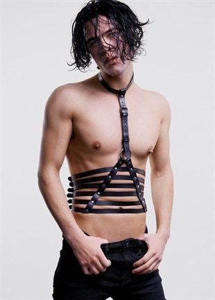 Erkek Fantazi Giyim Parelel Detaylı Üçgen Harness - APFTM48