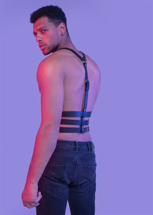Seksi Erkek Dansçı Kostümü Deri Harness - APFTM17