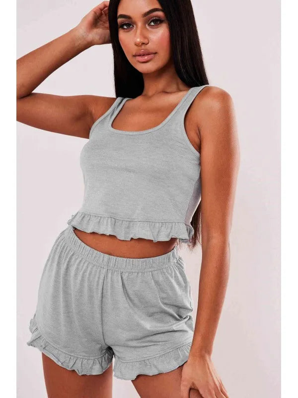 Dantel İşlemeli Saten Şortlu Pijama Takım